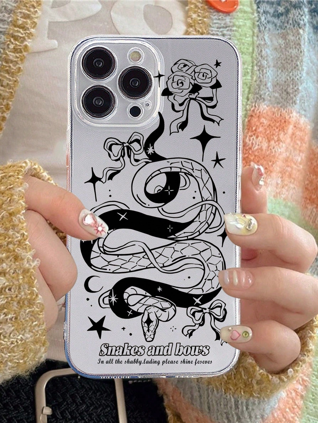1pc New Creative Black Line Pattern Soft Protective Clear Cover, Shock-Resistant Phone Case Compatible With Iphone Full Series