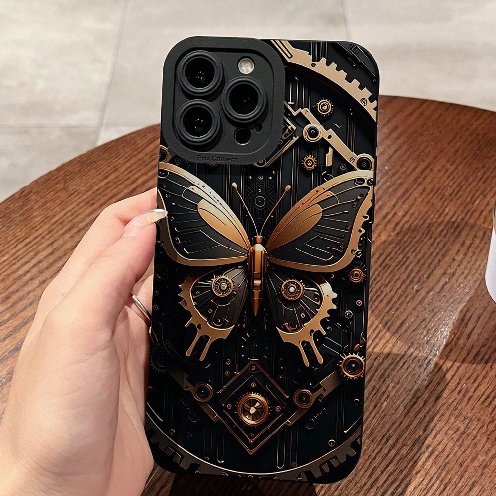 1pc Iris Black Butterfly Design Phone Case Compatible With IPhone
