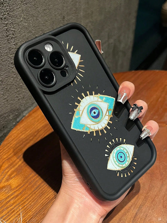 1pc Creative Eye Print TPU Shock Proof Phone Case Compatible With Apple Phones