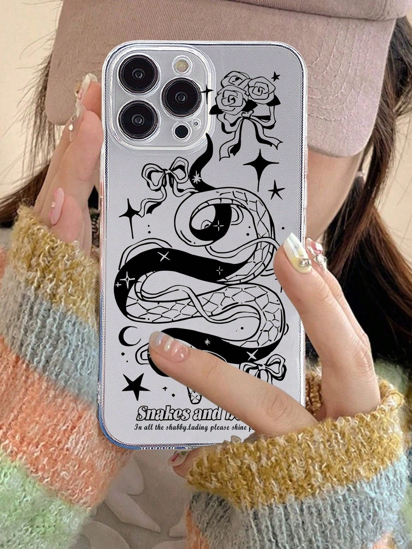 1pc New Creative Black Line Pattern Soft Protective Clear Cover, Shock-Resistant Phone Case Compatible With Iphone Full Series