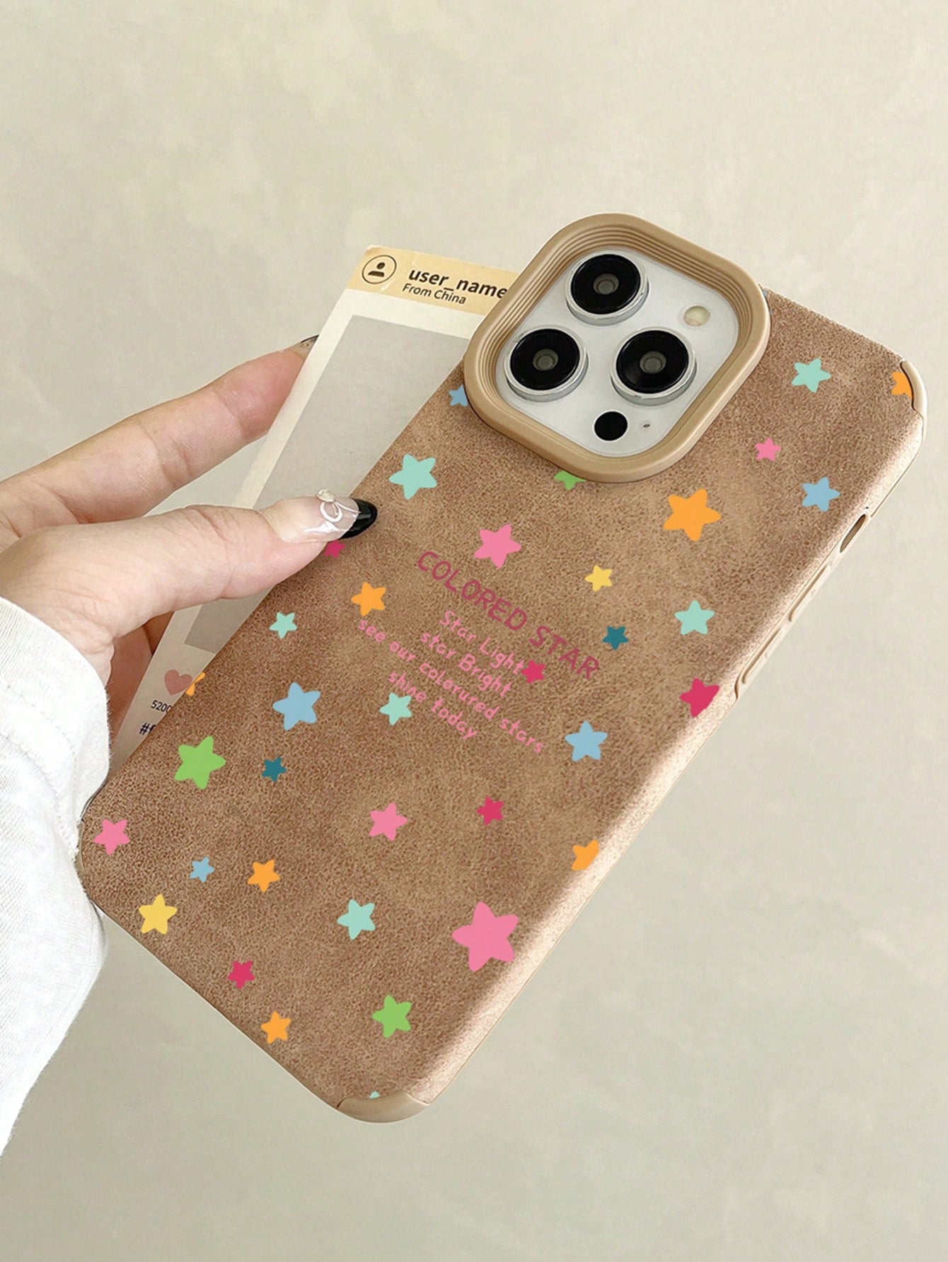 1pc Brown Perforated Star Pattern Phone Case Compatible