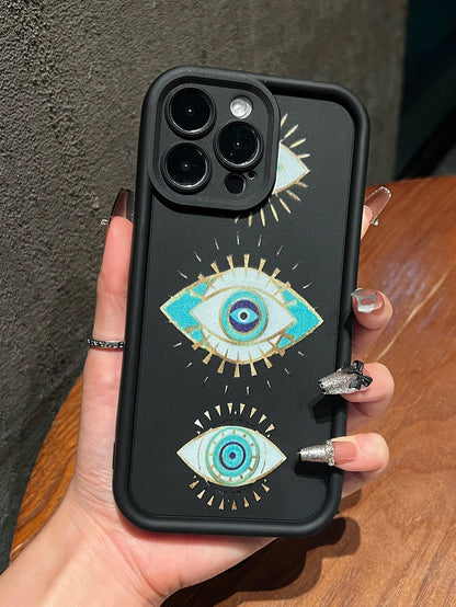 1pc Creative Eye Print TPU Shock Proof Phone Case Compatible With Apple Phones
