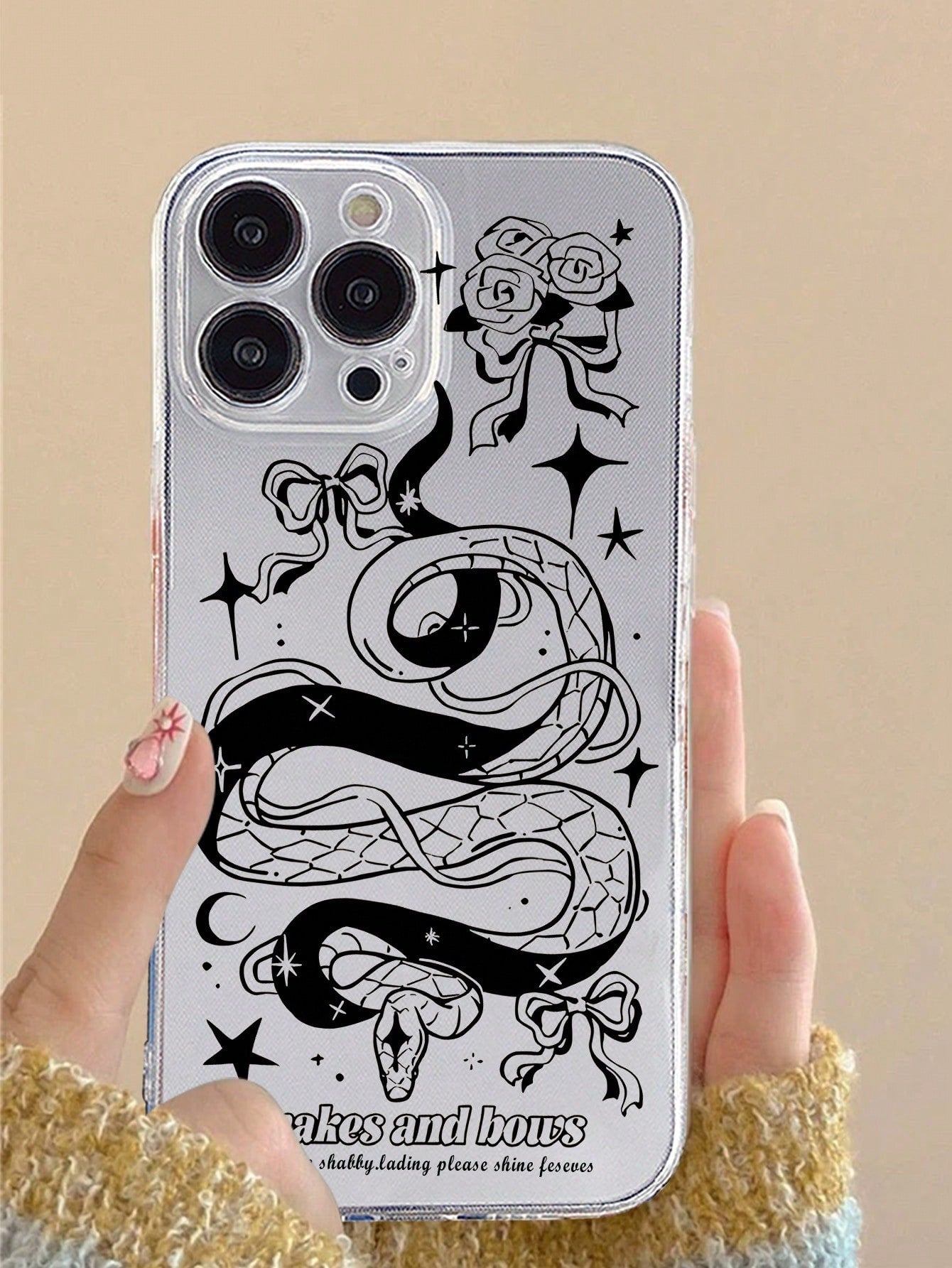 1pc New Creative Black Line Pattern Soft Protective Clear Cover, Shock-Resistant Phone Case Compatible With Iphone Full Series