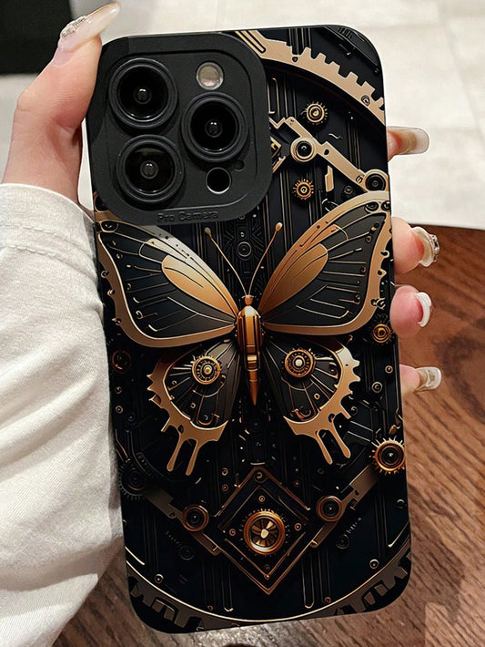 1pc Iris Black Butterfly Design Phone Case Compatible With IPhone