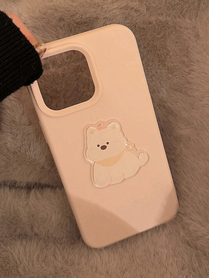 1pc Boba Tea Brown Plush Bear 3D Sticker, Cute 3D Animal Niche Cartoon Full Coverage Soft Phone Case Compatible